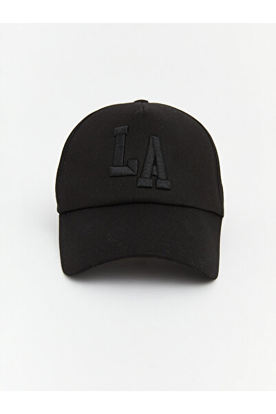 LC Waikiki Black La Embroidered Men's Cap Hat