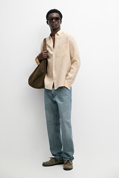 Massimo Dutti Regular fit %100 keten cepli gömlek