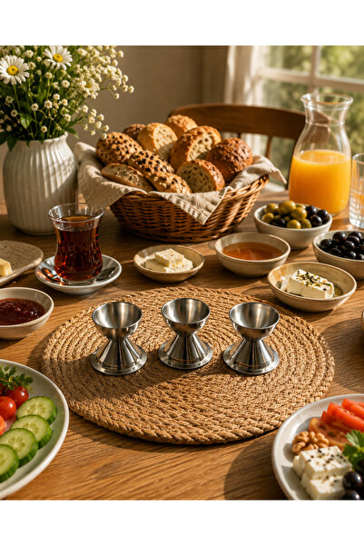 SUNVERA ÇELİK Lux Kısa Ayaklı 3 Adet Yumurtalık,Paslanmaz Çelik Yumurta Servi...