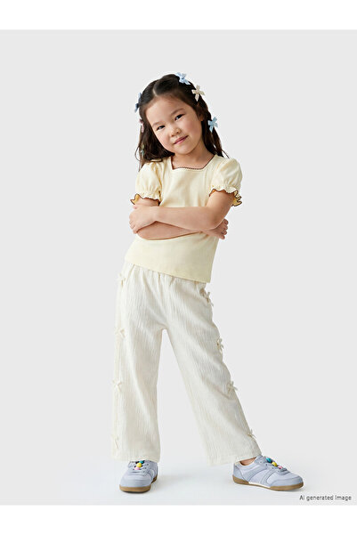 LC Waikiki Girls' Bow Detailed Muslin Trousers