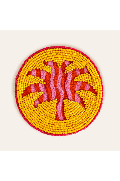Zsa Zsa Zsu Dadrı Yellow Glass Bead Coaster 10 cm