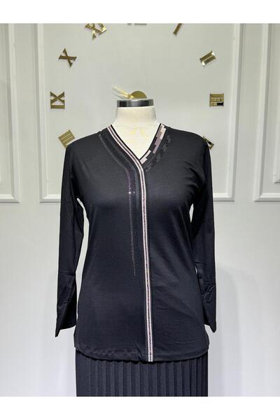 ModaMinar Women's New Season Stoned and Embroidered Mother's Blouse