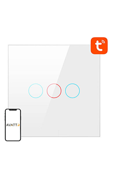 Avatto Comutator tactil Wi-Fi pentru Tuya Ts02-Eu-W3 cu control la distanță t...