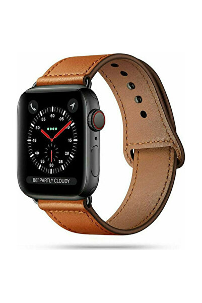 Tech-Protect LeatherFit Λουράκι Δερμάτινο με Πόρπη Καφέ (Apple Watch 44/45/46...