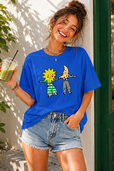 ArtYus Tricou oversize unisex cu imprimeu cu personaje Soare și Lună – Tricou...