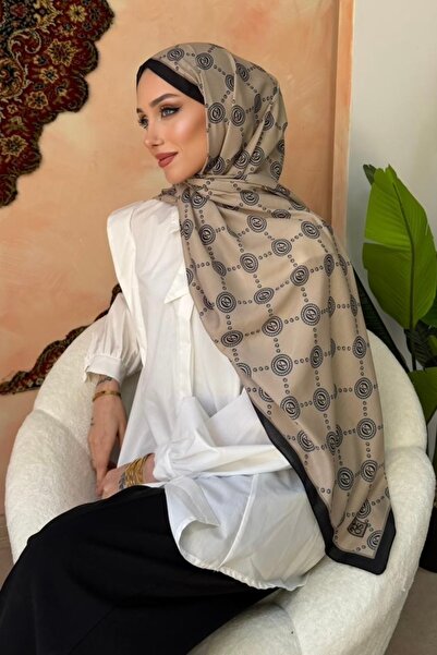İmajButik Mink Monogram Patterned Soft Shawl