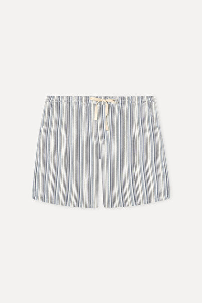 Mudo Men's Blue Striped Straight Fit Shorts