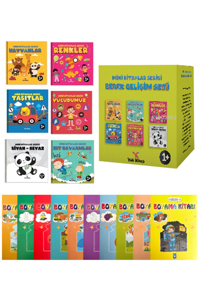 yeti kitap Mini Kitaplar Serisi Bebek Gelişim Seti-Hayvanlar+Renkler+Taşıtlar...