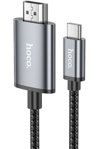 hoco. Hoco Ua27 Πλεκτό Καλώδιο HDMI αρσενικό - USB-C αρσενικό 2μ Γκρι