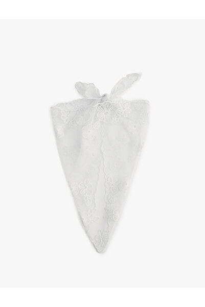 Koton İşlemeli Çiçekli Üçgen Bandana
