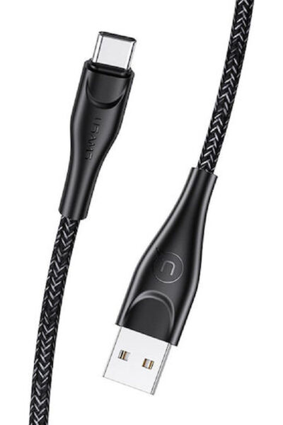 Usams Πλεγμένο Καλώδιο USB 2.0 USB Type-C Αρσενικό σε USB-A 10W Μαύρο 1μ SJ39...