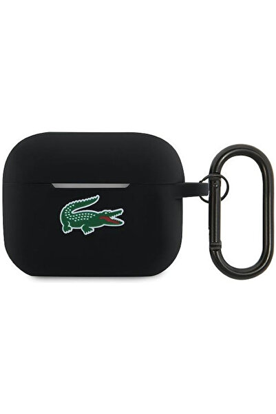 Lacoste Θήκη Σιλικόνης με Λογότυπο Croc και Μπρελόκ, Μαύρη, για Apple AirPods...