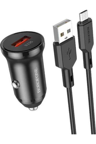 Borofone Φορτιστής αυτοκινήτου BZ18 18W 3A με μία θύρα: 1xUSB με καλώδιο Micr...