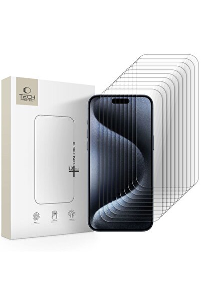Tech-Protect Sticlă securizată pentru iPhone 15 Pro Max, set de 10 bucăți cu ...