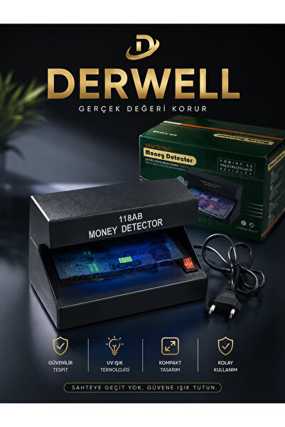Derwell 118AB Profesyonel Para Dedektörü Mor Işıklı Kontrol Makinesi UV Ultra...