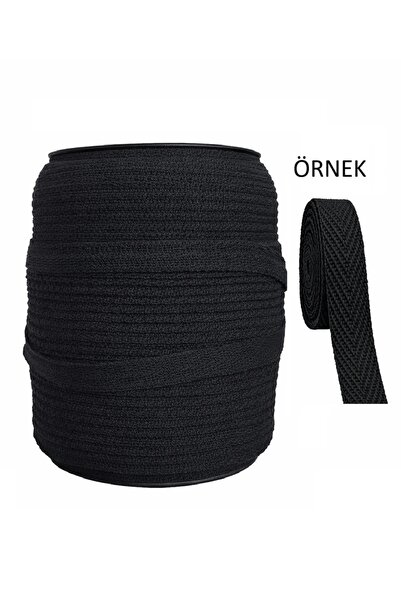U5 FASHION Ekstrafor Şerit 200 Metre Siyah Pamuklu En 1 cm Balıksırtı Dar Dokuma