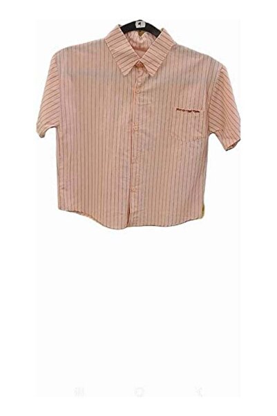 Generic Pink Striped Short Sleeve Shirt, Button-Down Collar, Chest Pocket for...