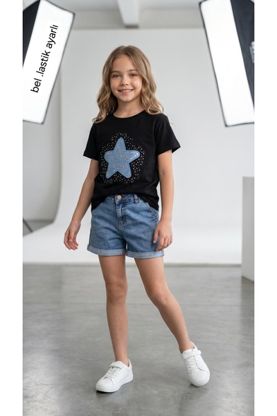 NURTOPU Girl's Shorts Set, Summer Stylish Top and Bottom Set, 2-Piece Set, Su...