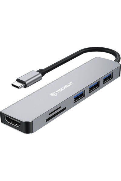 Techsuit H5 USB-C Σταθμός Σύνδεσης με HDMI 4K PD Γκρι