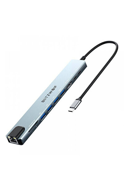 BlitzWolf BW-TH5 10 σε 1 Σταθμός σύνδεσης USB-C με HDMI 4K PD Ethernet Ασημί