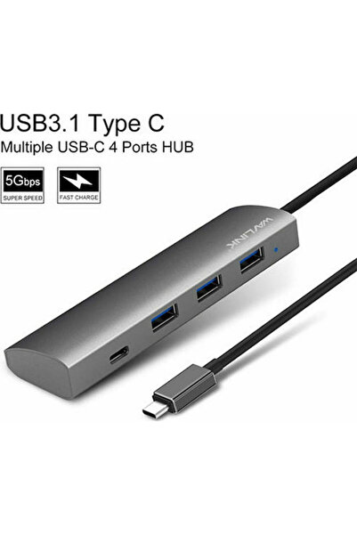 wavlink UH3047C1 Διανομέας USB 4 Θυρών USB 3.0 με σύνδεση USB-C Γκρι Κωδικός:...