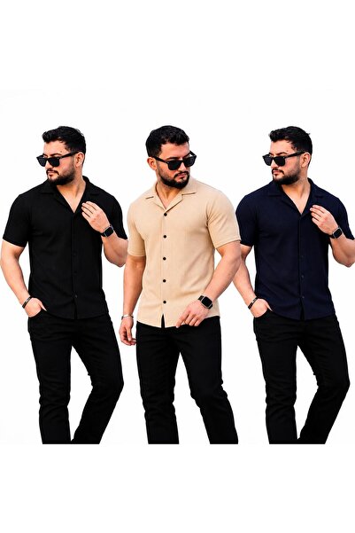 golden toptan 3-Pack Waffle Short-Sleeve Men's Shirts