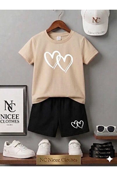 NC Nicee Clothes LETNJA DEČJA MAJICA I KRATKE HLAČE UNISEKS (BELI IZMEŠTANI O...