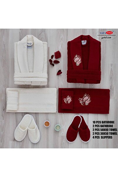 Roya Embroidery 10Pcs Bathrobe Set 100% Cotton