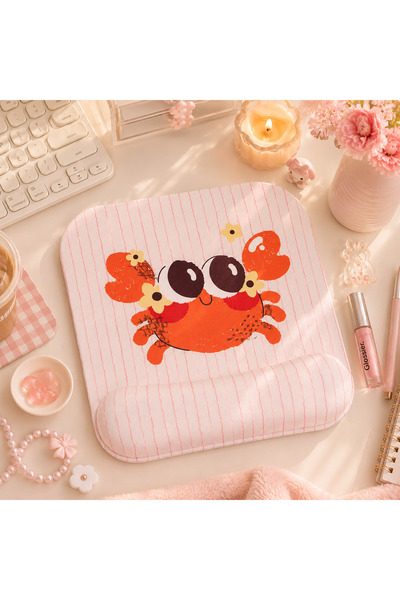 matizya Sevimli Cute Yengeç Desenli Bilek Destekli Mousepad Yaz Temalı 23x19 ...