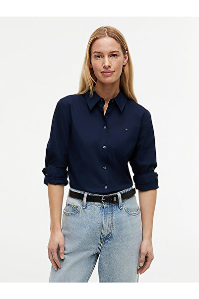 Tommy Hilfiger kadın cotton stretch regular gömlek