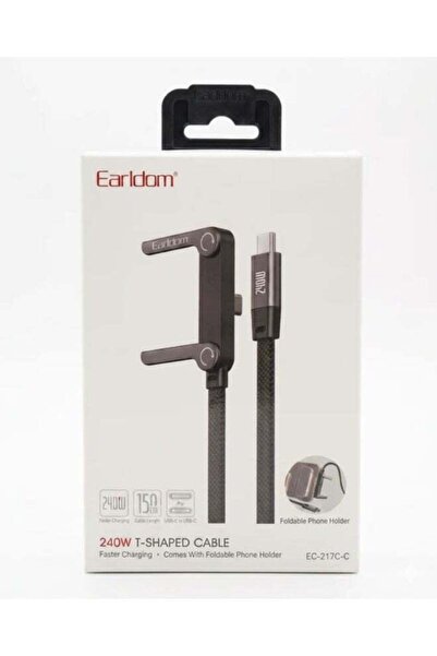 Earldom 240W T-Shaped USB-C to USB-C Charging Cable – Fast Data & Power Transfer
