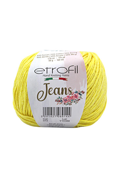 Etrofil Fir de tricotat din denim galben lămâie 55% bumbac 45% acril 50g 160m...