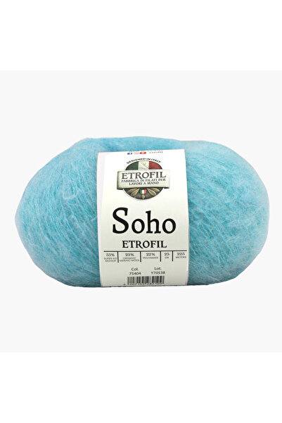Etrofil Soho pređa za pletenje nebesko plava 55% super kid moher 23% organska...
