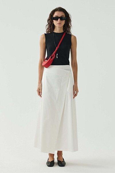 Molene White Covered Gabardine Skirt