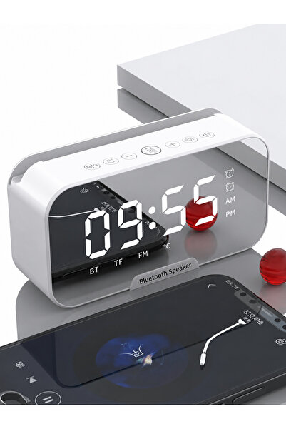 Yallabena Smart Bluetooth Speaker with Mirror LED Clock & Alarm