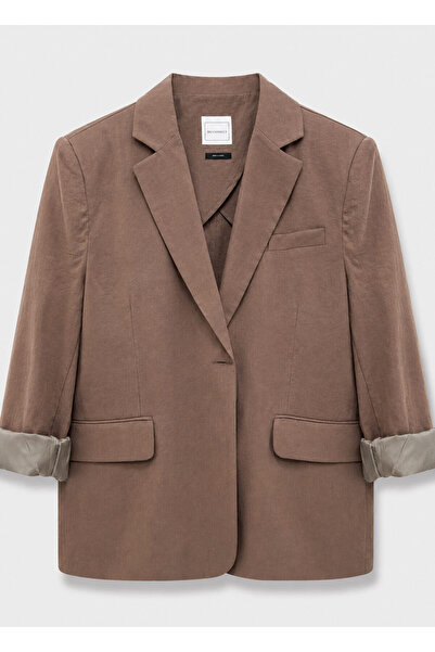 BRANDHILLS Kahve Renk Modal Oversize Blazer Ceket