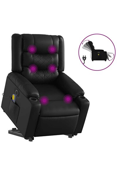 vidaxl Fotoliu electric masaj rabatabil cu ridicare, negru