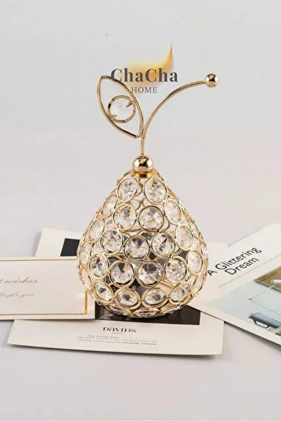 ChaCha Home Kristal Taşlı Armut Dekoratif Obje Salon ve Konsol Aksesuarı