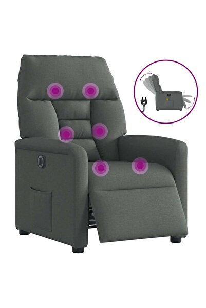vidaxl Fotoliu electric de masaj rabatabil, gri închis, textil