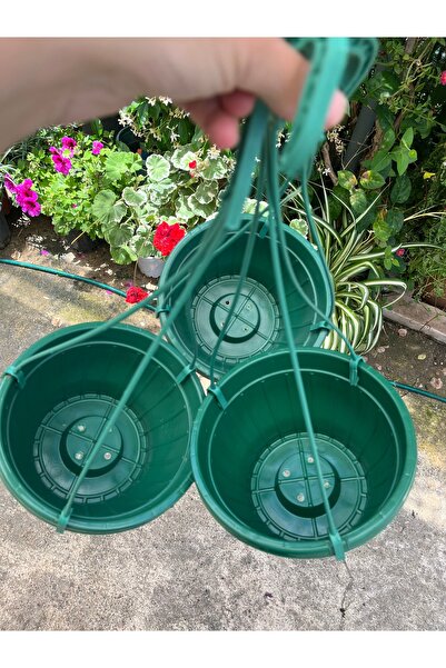 Birtutamrenk 3lü Yeşil Askılı Saksı 2,5 litre