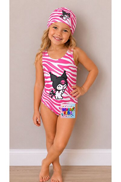 bemora kids kuromi mayo bikini + kuromi bone 2 li takım plaj giyim kız çocuk ...