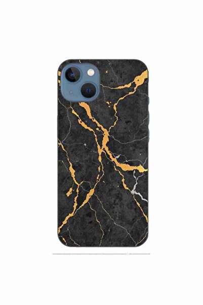 OEM Husa compatibila cu Apple iPhone 13 Silicon Gel Tpu Model Noir Gold Marble