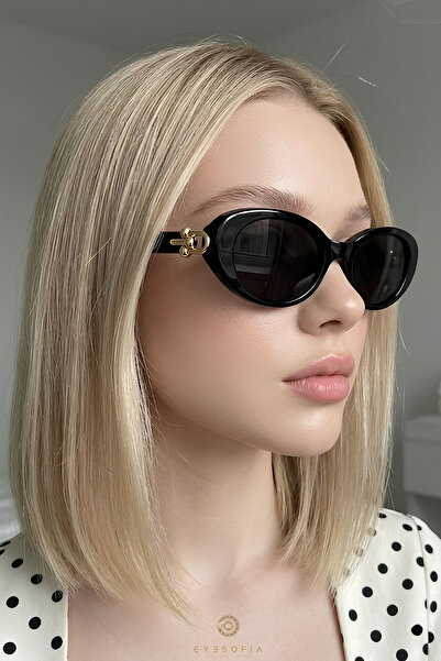 Eyesofia Monaco Vintage Black Gold Detailed Oval Ultra Light Uv400 Filtered W...