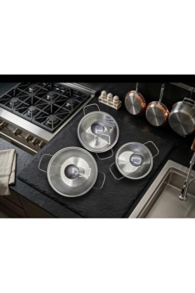FERMONT KITCHENWARE 3-Piece Mini Glass Lid Steel Pot Set 14 Cm 16 Cm 18 Cm