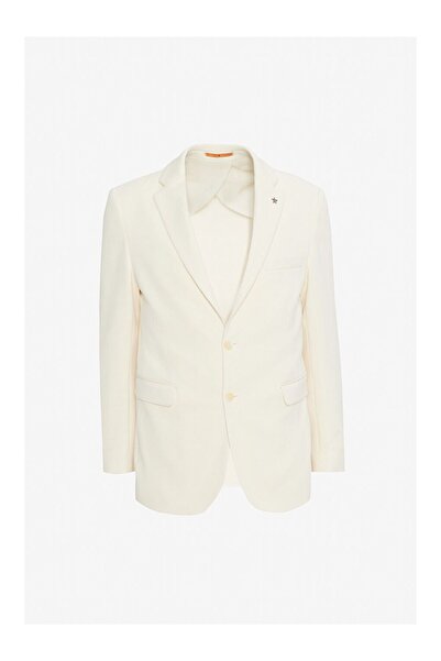 LC Waikiki Men's Ecru Cotton Slim Fit Mono Collar Flexible Blazer Jacket with...