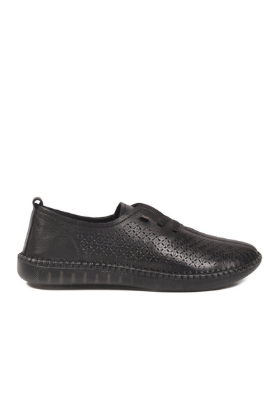 AYAKMOD Pantofi casual de damă din piele naturală neagră Premium 04034 Z