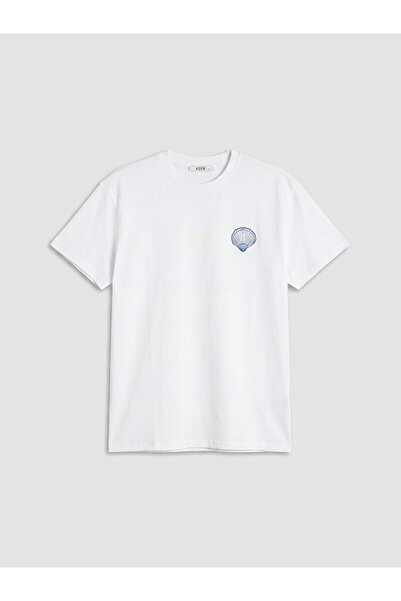 LC Waikiki Nevavm Women's T-Shirt with Oval Collar and Printed Design