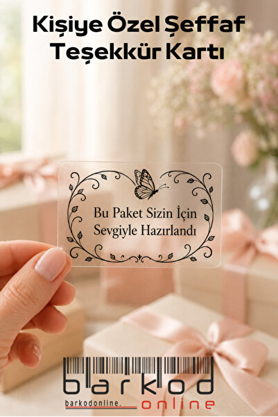 Barkodonline Kişiye Özel Şeffaf Paketleme Etiketi 70x50 mm - 100 Adet