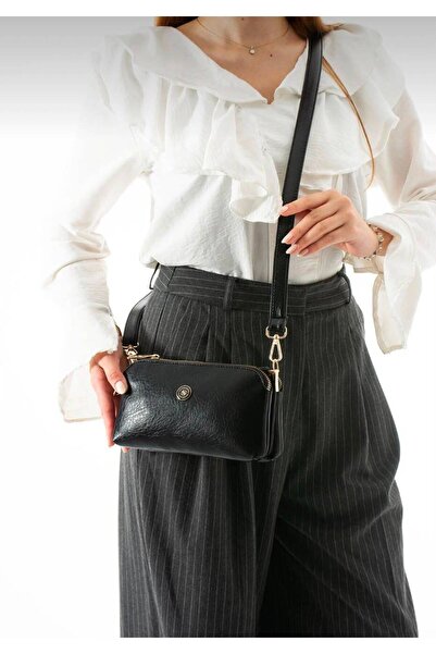 Sanmorris 3 Compartment Black Shoulder Bag