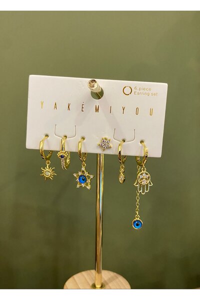 nunu takı Yakemiyou Nazarlık Six-Piece Earrings